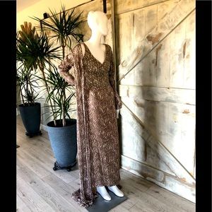 Badgley Mischka velvet silk maxi dress and duster
